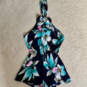 Pink Lily Navy Halter Romper